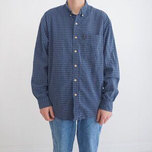 VTG Abercrombie & Fitch Blue Gray 100% Cotton Checker Pattern Button Down Shirt